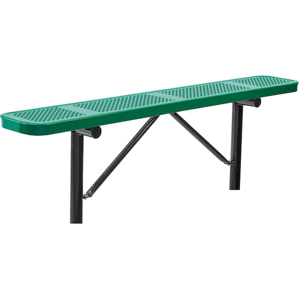 Global Industrial 6ft Outdoor Steel Flat Bench, Perforated Metal, In Ground Mount, Green 262075IGN - main